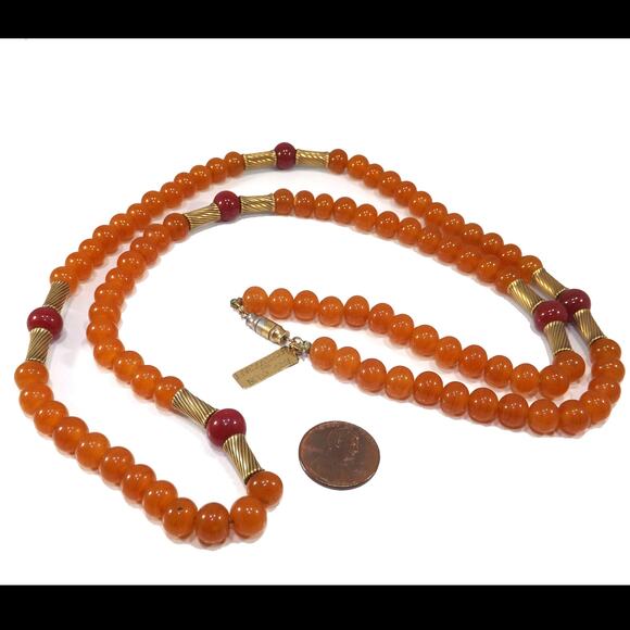 Vintage Anne Klein for Accessocraft Necklace Beaded Early 1970s Art Glass - Picture 4 of 10